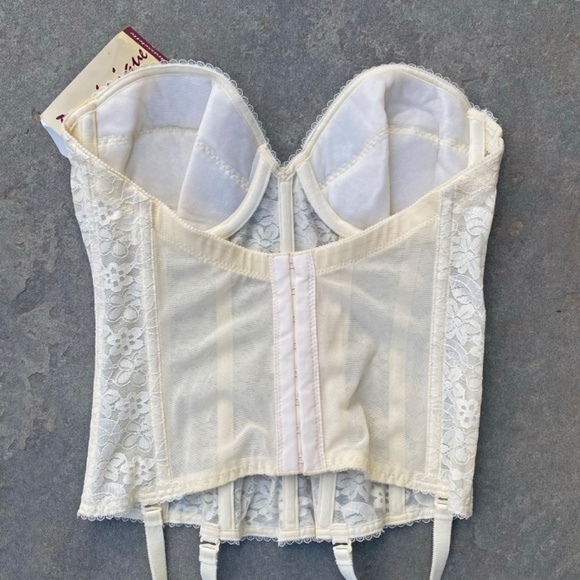 Deadstock NEW Vintage 1990's Dominique Lace Ivory Corset Bustier Top - Picture 4 of 4
